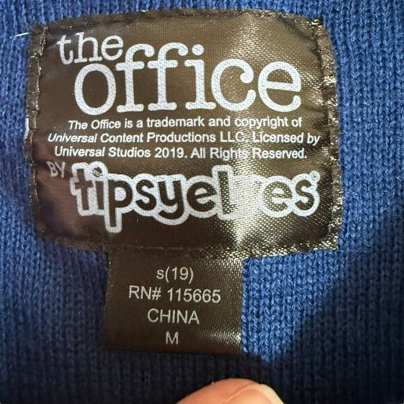 Tipsy Elves Men's The Office Dwight Blue Ugly Christmas Sweater M Whimsical - Picture 6 of 9